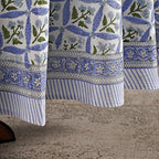 Ridhi Block Print Round Tablecloth Light Steel Blue 120 Inch 100% Cotton - Image 4