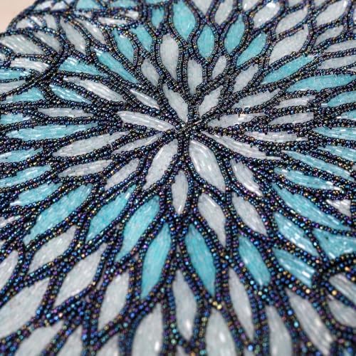 Handmade Beaded Table Runner 13 x 36 Inch, Decorative Glass Bead Table Runner for Dining Table, Coffee Table & Console Table, Elegant Wedding, Holiday & Everyday Home Decor, Navy Blue & Black - Image 4