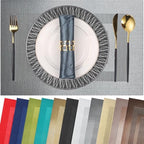 PIGCHCY Placemats Set of 12 Washable Durable Place Mats Vinyl Heat Resistant Non-Slip Table Mats Indoor Outdoor (18 x 12 inches, Silver Black) by PIGCHCY