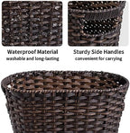 GRANNY SAYS Office Trash Can, Wicker Waste Basket for Bathroom, Dark Brown - Image 6