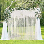 BECHAEO Boho Macrame Beaded Curtain with Tassels, White 1 Panel 35" x 79" - Image 7