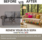 WWW.THROWPILLOW.IN Multicoloured Floral Festive 2 Seater Sofa Cover Two Throw - Diwali Home Decor- Seat Cover-Fits Seat- 1 Piece - Image 7