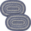 VHC Brands Farmhouse Great Falls Blue Table Placemat Blue White Jute Blend Oval Set of 2 12x18 Inches by VHCBrands