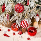 JORNOY Christmas Balls Ornaments Set, 6 inch/150mm Extra Large Shatterproof Plastic Hanging Bulbs for Xmas Tree Decorations Holiday Party with String, 4 Pack-Red&White - Image 3
