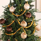 48Ft Christmas Wood Bead Garland Rustic Holiday Decor for Tree (Gold) - Image 4