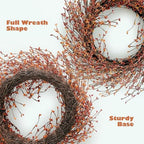 24 Inch Fall Wreath for Front Door Full Artificial Grapevine Wreath - Image 4