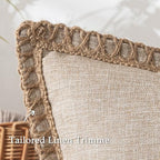 MIULEE Set of 2 Rustic Linen Burlap Throw Pillow Covers 18x18 Champagne - Image 7