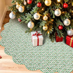 MiniInflat Quilted Christmas Tree Skirt - Vintage Floral Block Print Christmas Tree Skirt with Scalloped Edge Thicken Cotton for Home Decorations Holiday Party Gift(72 Inch,Checkered Floral,Green) - Image 3