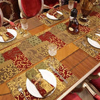 Loom and Mill Luxury Patchwork Damask Placemats Set of 6, Red Gold, 12x18in - Image 6