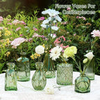 Hunt Green Glass Bud Vases Set of 10, Wedding Table Centerpiece - Image 2