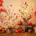 Ganeen 2 Pcs LED Fall Tree 18 Inch Tabletop Pumpkin Berry Decor - Image 2