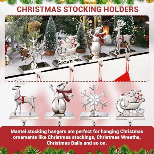 Christmas Stocking Holders for Mantle Set of 4, Weighted Stocking Hangers for Mantel Fireplace, Stocking Hooks for Xmas Decoration (Style4) - Image 6