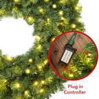 Casafield 36" Pre-Lit Fir Artificial Christmas Wreath Holiday Décor, 150 LED Lights, 420 PVC Tips for Front Door, Window, or Mantel - Image 3