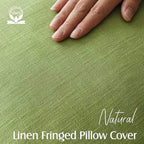 Foindtower Decorative Linen Fringe Throw Pillow Covers 18×18 Lush Green - Image 2
