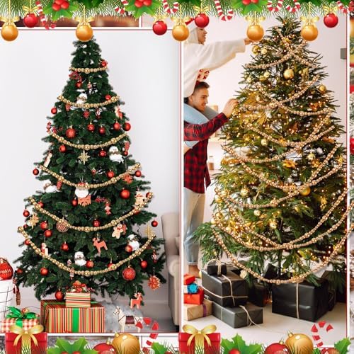Zeyune 1 Pcs 66 Feet Christmas Beads Garland, Gold - Image 5