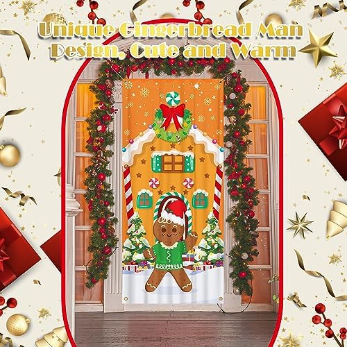 Preboun 6 Pcs Christmas Door Cover Decoration House Window Door Cover 78 x 35 Inches Santa Gingerbread Christmas Outdoor Sign for Home Wall Indoor Party Decorations - Image 6