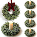 6 Pcs Mini Christmas Candle Ring Wreaths Artificial Pillar Candle Holder Wreath Frosted Cypress Foliage Greenery Wreath for Rustic Farmhouse Xmas Winter Holiday Table Wall Window Decor by Unknown