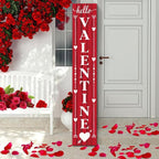 SRongmao Valentines Wooden Porch Sign Love Porch Sign Vertical Valentine's Day Porch Sign Hello Valentine Sign Rustic Tall Welcome Sign for Farmhouse Home Front Door Yard Party Decor 8x63inch - Image 6