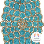 CLEENTABLE Beaded Table Runner, Blue & Gold, 13x36 - Image 6