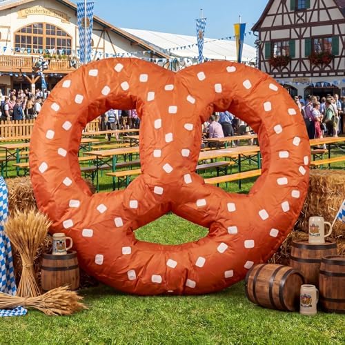 5.5FT Inflatable Pretzel Decoration LED Lighted Oktoberfest Beer Party Prop - Image 6