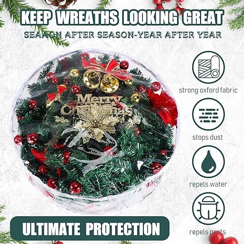 Shappy 6 Pcs 36 Inch Clear Wreath Storage Bags PVC Waterproof, White - Image 3