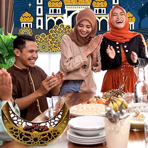 Moon Star Dinner Plate Tray Fruit Plate Ramadan Decoration, Eid Mubarak Moon Star Serving Tray Tableware Dessert Food Storage Container for Islam Muslim Party Festival Table Decor - Image 7
