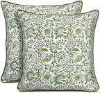 CPC Agate Green Block Print Throw Pillow Covers 20x20 Inch, Set of 2 by COTTONPRINTCLUB