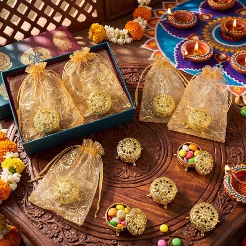 Yexiya 48 Pack Golden Indian Return Gift Boxes for Diwali Pooja, Elegant - Image 4
