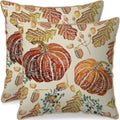 Fall Velvet Pillow Covers 20x20 Set of 2, Burnt Orange Cream Pumpkin Autumn Leaf Vintage Harvest Thanksgiving Seasonal Print Decorative Throw Pillowcases Farmhouse Cushion Cases Couch Sofa Bed Decor by Aytipun