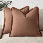 Foindtower Decorative Linen Fringe Throw Pillow Covers 26×26 Inch,Rust by Foindtower