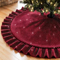 Velvet Christmas Tree Skirt, 60 Inches Ruffled Glitter Tree Skirt, Burgundy by FUHSY
