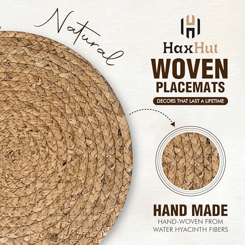 Round Woven Placemats Set of 6, Wicker Placemats for Dinner Plates | 15 Inch Natural Rattan Boho Style Braided Place Mats, Non-Slip, Heat Resistant, Dining Table Chargers with Bag for Storage - Image 5
