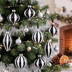 Civaner 9 Pcs Vintage Neutral Christmas Ball Ornaments, Black and White - Image 5