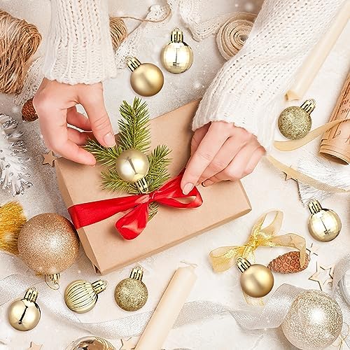 Shappy 216 Pcs Mini Christmas Ball Ornament 1.18 Inch,Gold - Image 5