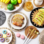 11 Pcs Boho Hanging Wall Basket Decor Handmade Woven Basket Wall Decorative Boho Wicker Baskets Placemats Round Farmhouse Bulrush Art for Rustic Home Decorations Christmas Gift(Stylish) - Image 6