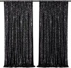 Black Sequin Backdrop Curtains,2 Panels 4FTx8FT Halloween Party Backdrop by SoarDream