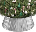 ELYKEN Silver Christmas Tree Collar, 33 Inch Woven Xmas Tree Skirt Cord Cut-Out - Protects Tree Base from Pets, Stylish Holiday Tree Skirt Alternative, Round Tree Ring for Christmas Tree Decor by ELYKEN