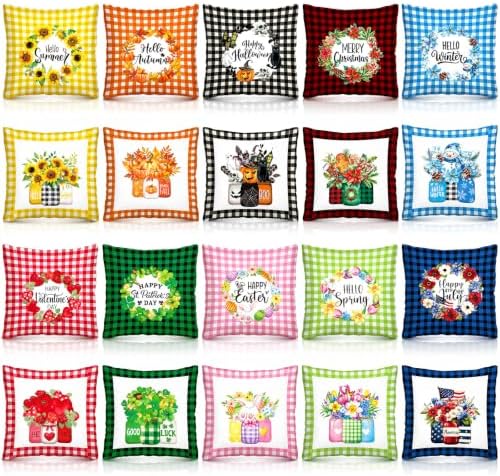 Mindsoft 20 Pcs Holiday Pillow Covers 18 x 18 Easter Pillow Cover Spring Summer 250th Anniversary Pillowcase Decorative Seasonal Cushion Case for Farmhouse Home Sofa(Watering Can) by Mindsoft