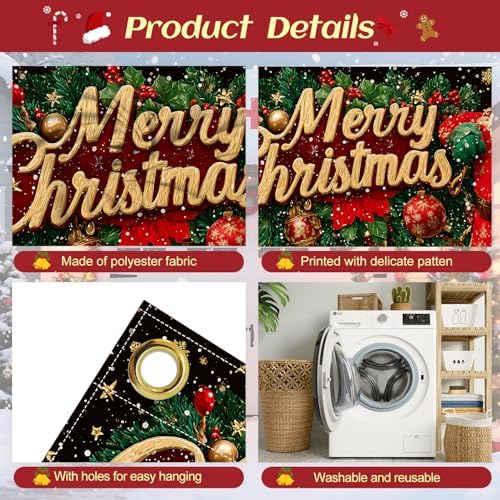 16x7Ft Christmas Garage Door Cover, Garage Door Christmas Decorations, Large Garage Door Xmas Cover, Xmas Banner Decorations for Party,Home,Outdoor,Indoor - Image 3