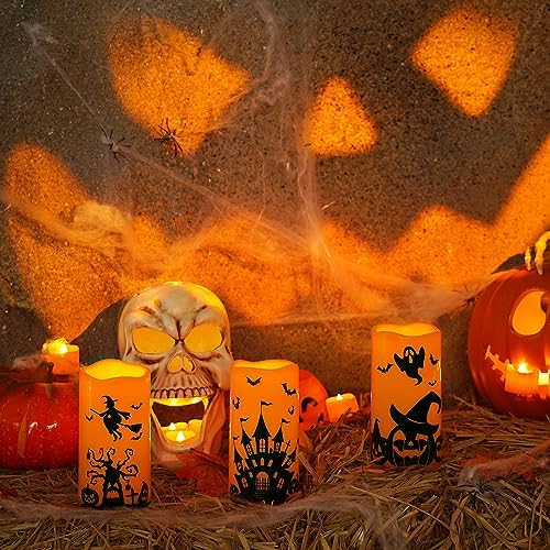 Homemory Halloween Waterproof Flameless LED Pillar Candle with Timer Remote - Image 3