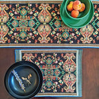 Tache Set of 4 Black & Green Tapestry Placemats – Woven Floral Paisley Medallion, Rococo Baroque Style – Cotton Linen Cloth Table Mats for Dining, Kitchen & Holiday Decor (13" x 19") - Image 6