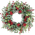 Sggvecsy 22 Inch Artificial Christmas Wreath for Front Door Xmas Red Berry Wreath with Pine Needles Pine Cones Eucalyptus Leaves Christmas Decorations for Winter Wall Outdoor Home Holiday Xmas Decor by Sggvecsy