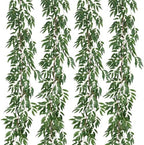 RECUTMS 4Pcs Artificial Silk Willow Leaves Vine Twigs 5.9Ft Green Garland by RECUTMS