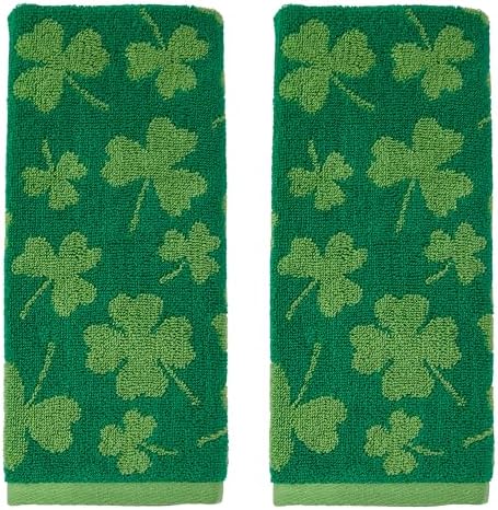 SKL Home St. Patrick's Day Shamrock Hand Towel Set-2pc, Jacquard, Green by SKLHomebySaturdayKnightLtd