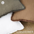 Foindtower Decorative Linen Fringe Throw Pillow Covers 22×22 Khaki Brown - Image 4