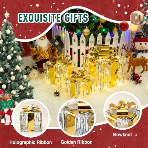 Set of 3 Valentines Day Lighted Gift Boxes,Outdoor Indoor Holiday Decorations,Plug-in 65 LED Light Up Present Boxes for Indoor Outdoor Home Yard Lawn Holiday Wedding Birthday Party Decor - Image 6