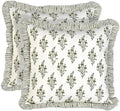 Ridhi Natural Spring Floral Block Print Throw Pillow Covers 18x18 Inch by Ridhi
