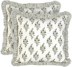 Ridhi Natural Spring Floral Block Print Throw Pillow Covers 18x18 Inch by Ridhi