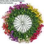 Lnoicy 20 Bundles Artificial Flowers for Outdoor Fake Plants for Spring Decoration,Faux Eucalyptus Flowers for Planter UV Resistant Lifelike for Home Porch Garden（7 Color） - Image 4