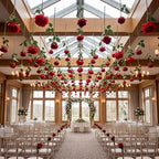 Lyrow 60 Pack Red Roses Artificial Flowers Bulk Hanging Floating Garland Fake Red Rose Vine for Ceiling Decoration Wedding Anniversary Bridal Bouquet DIY Floral Arrangement Proposal Romantic Decor - Image 2